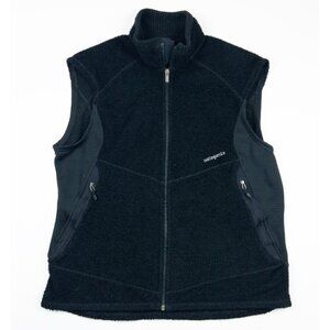 Patagonia R2 Fleece Vest Men's Large Black Full Zip Fuzzy Outdoor 25152